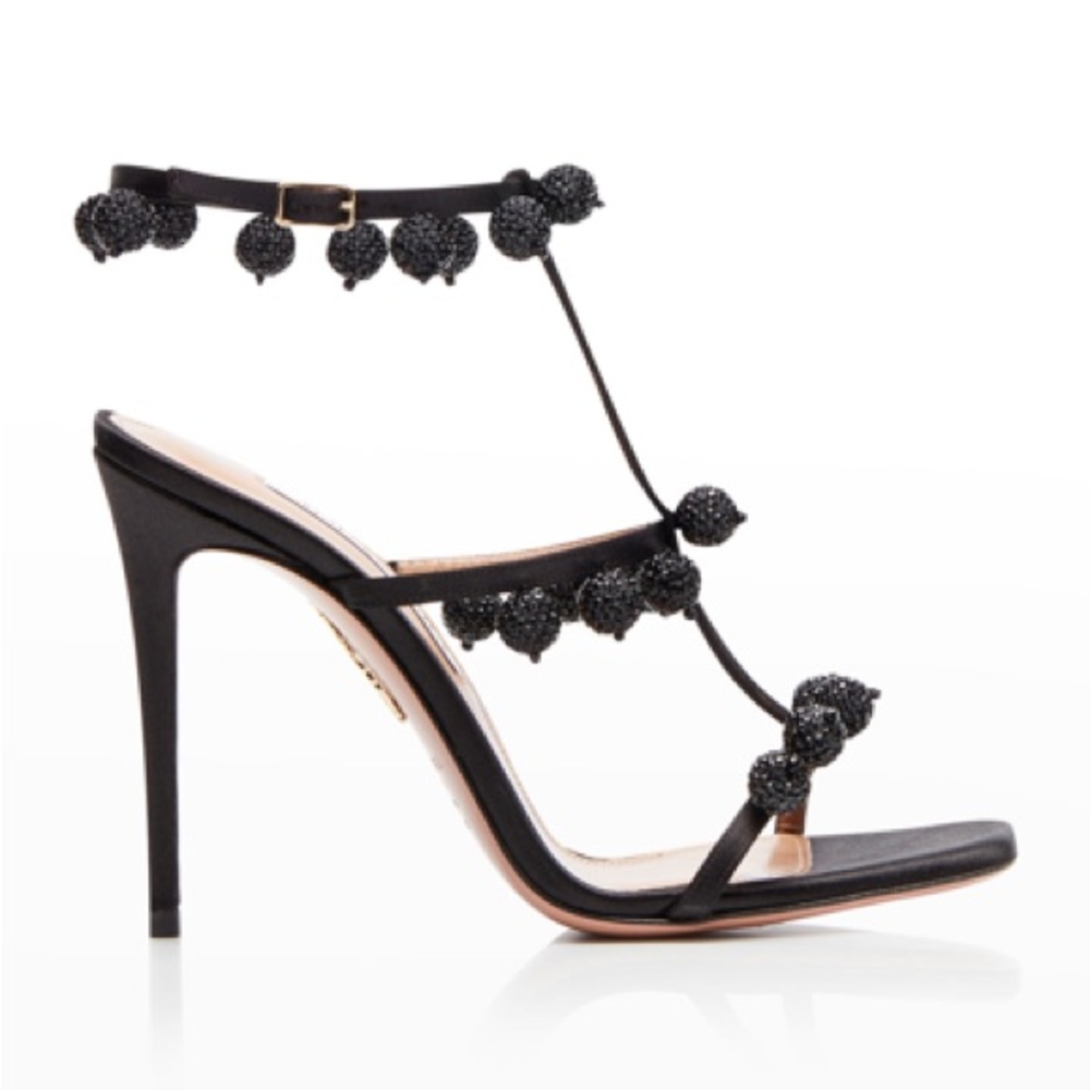 Aquazzura Cha Cha Cha crystal sandal 105 black 36 1/2